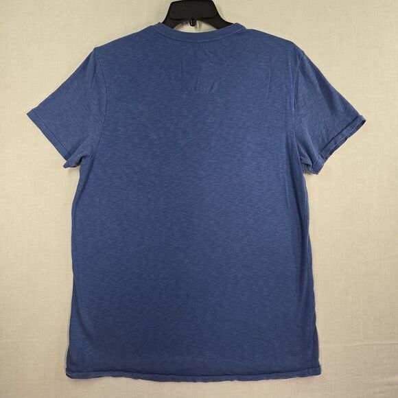 American Eagle Men's T-Shirt Distressed Sewn On Logo Blue Size Large Y2K Vibes - Picture 5 of 8